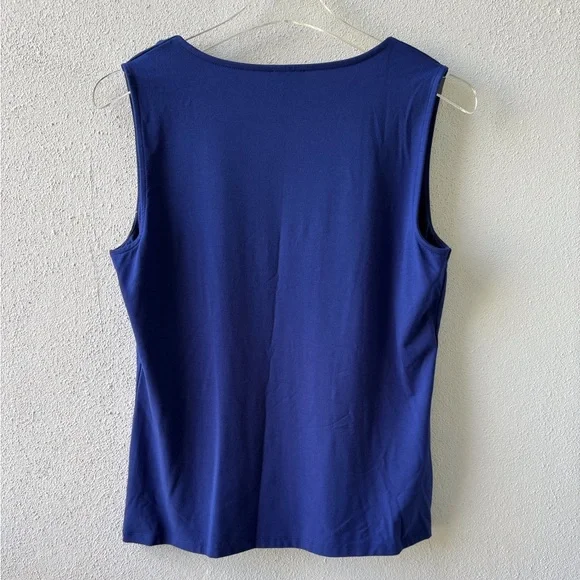 Talbots Size M Cobalt Blue Ruffle Tank Top Closet Basic Career Teacher Office - Picture 3 of 6